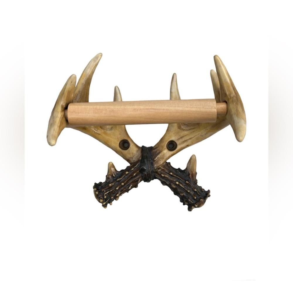 Rustic Deer Antler Toilet Paper Holder - Wall Mounted
